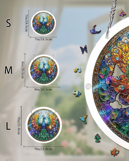 Acrylic Jigsaw Puzzle Suncatcher - Peacock of Radiance