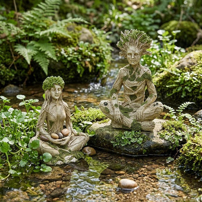 🔥Limited Time 50% OFF|Mother Earth & Forest God Tree Root Meditating Statue, Resin Garden Decor Figurines (2 Styles)