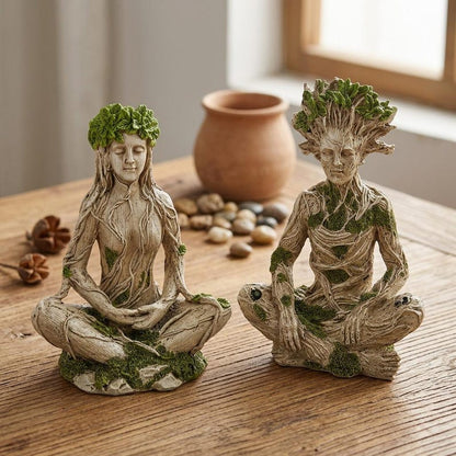 🔥Limited Time 50% OFF|Mother Earth & Forest God Tree Root Meditating Statue, Resin Garden Decor Figurines (2 Styles)