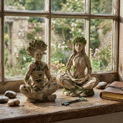 🔥Limited Time 50% OFF|Mother Earth & Forest God Tree Root Meditating Statue, Resin Garden Decor Figurines (2 Styles)