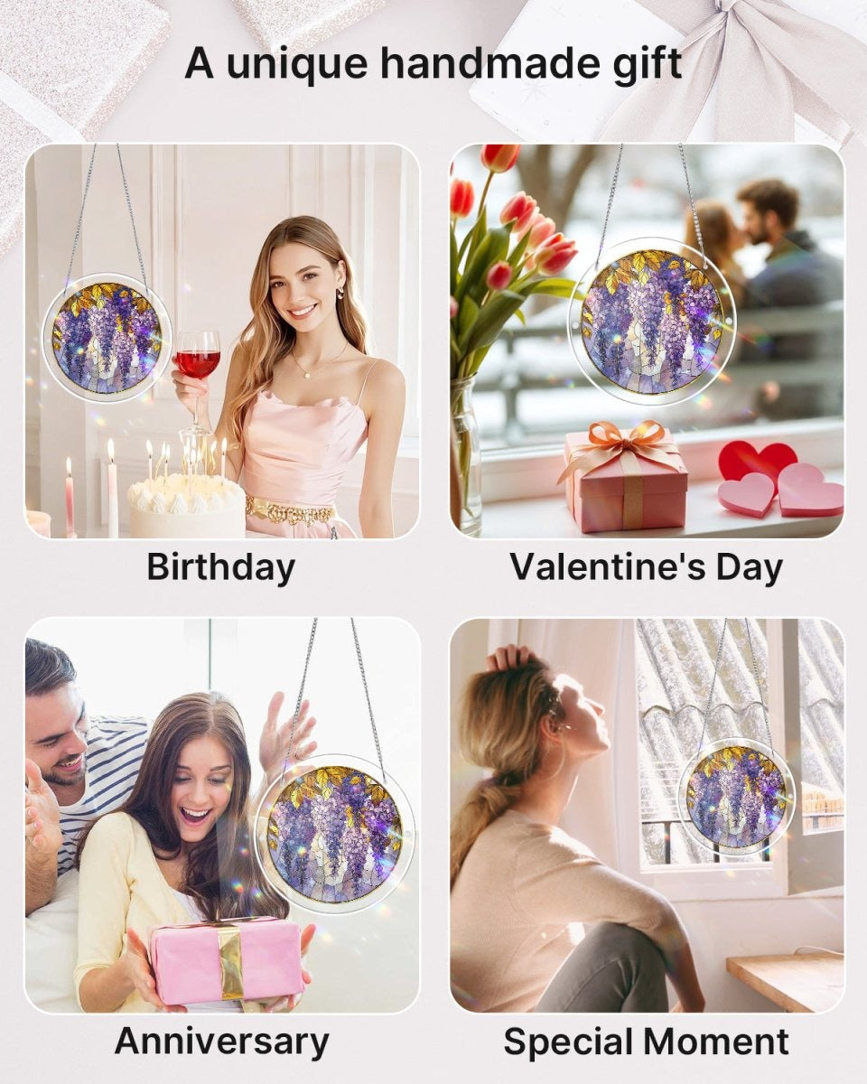 Acrylic Jigsaw Puzzle Suncatcher - Wisteria in Glasslight
