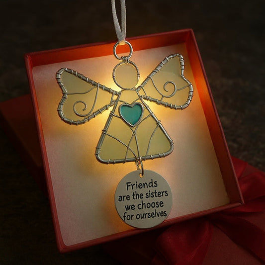 Stained Glass Angel Ornament: Honor Your Chosen Sisterhood ❤️🪽👭